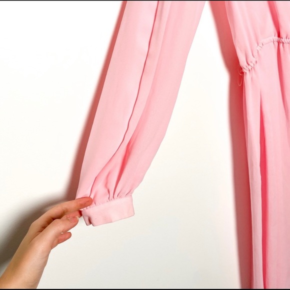 Vintage Women’s Midi Dress Pink Long Sleeve Pink - Picture 4 of 6